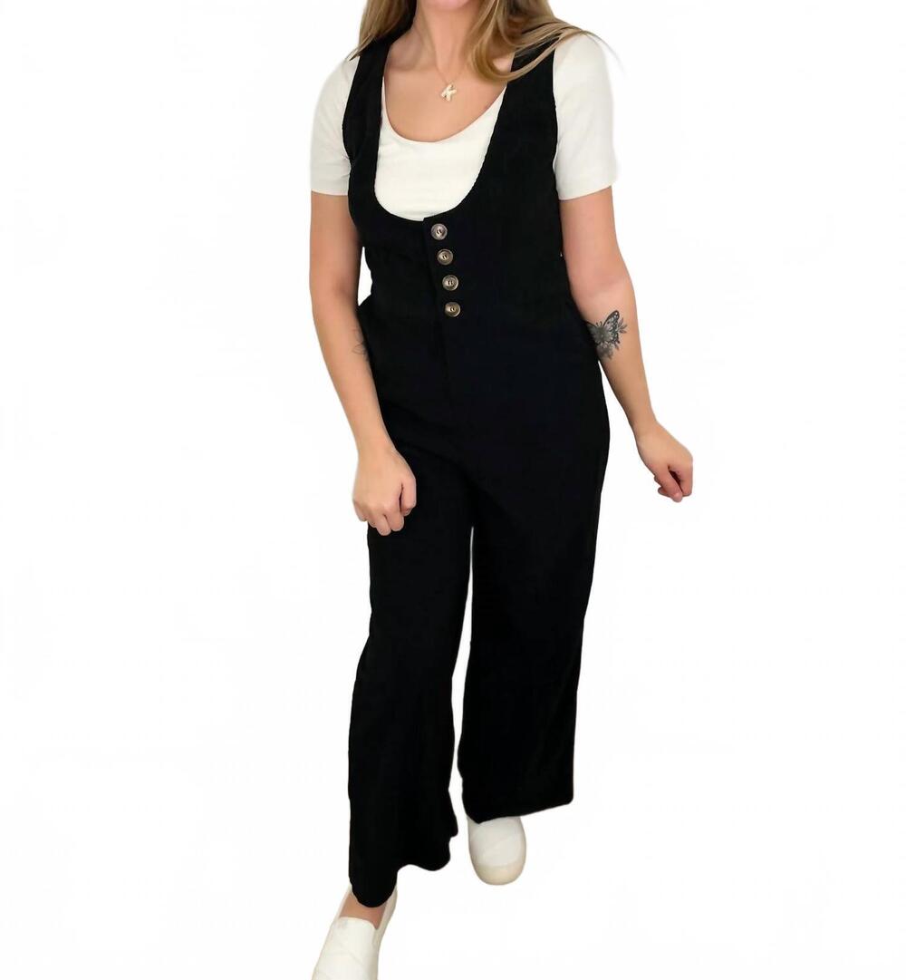 NEW HEM & THREAD impress soft corduroy jumpsuit in black